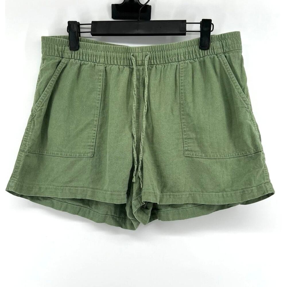 J.crew Women's Linen Shorts Size M Green Drawstring Beachy Relaxed Fit
